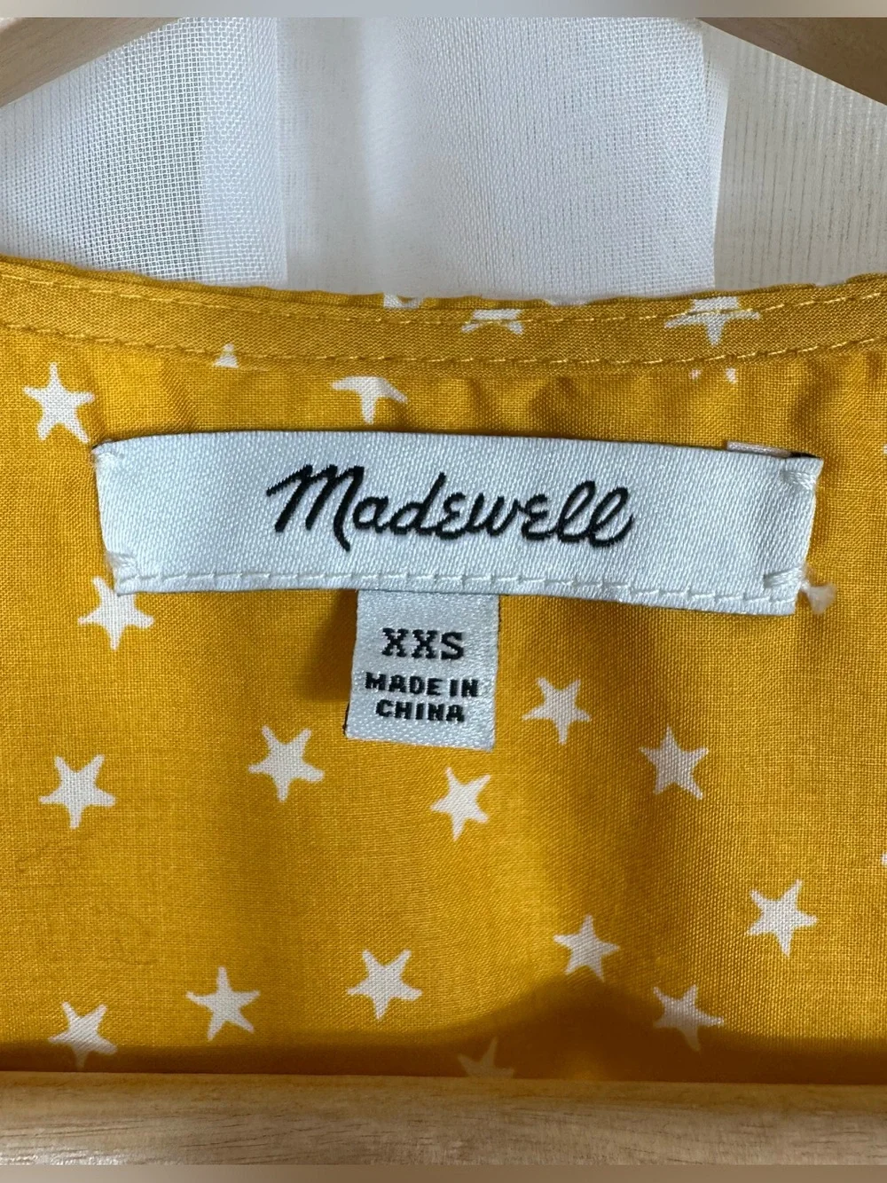 Madewell Star Scatter Wrap Top XXS Yellow Golden Mustard‎ G7804 Puff Sleeve Crop